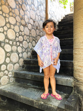 Load image into Gallery viewer, Aluna floral with pearl green border beaded trimmed girls kids beachwear beach kaftan