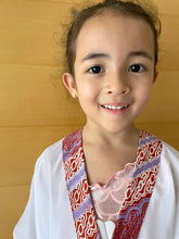 Load image into Gallery viewer, Onism collection white lurex chiffon batik trimmed kids beachwear resort wear beach kaftan