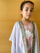 Load image into Gallery viewer, Onism collection white lurex chiffon batik trimmed kids beachwear resort wear beach kaftan