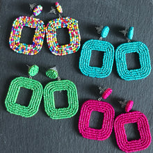 Load image into Gallery viewer, Yelia handmade beaded bold coloured statement dangle earrings