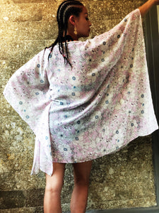 Leilani blush floral chiffon with pearl beaded trim womens beachwear resort wear beach kaftan in a matching mommy and me set