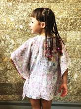Load image into Gallery viewer, Leilani blush floral chiffon with pearl beaded trim kids beachwear resort wear beach kaftan in a matching mommy and me set