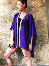 Load image into Gallery viewer, Zecca royal purple chiffon sequin trimmed womens beachwear resort wear beach kaftan in a mommy and me matching set