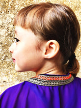 Load image into Gallery viewer, Zecca royal purple chiffon sequin trimmed kids beachwear resort wear beach kaftan in a mommy and me matching set