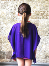 Load image into Gallery viewer, Zecca royal purple chiffon sequin trimmed womens beachwear resort wear beach kaftan in a mommy and me matching set