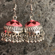 Load image into Gallery viewer, Dhara hand painted jhumka earrings in pink