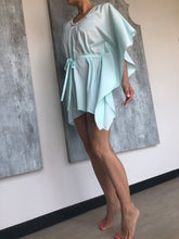 Load image into Gallery viewer, Saeta mint satin pearl bead trimmed womens beachwear resort wear beach kaftan in a matching mommy and me set