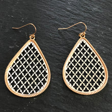 Load image into Gallery viewer, Roya ethnic inspired metallic tear drop dangle earrings in silver and gold