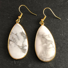 Load image into Gallery viewer, Damara natural stone tear drop dangle earrings with White Turquoise