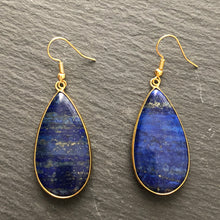 Load image into Gallery viewer, Damara natural stone tear drop dangle earrings withLapis Lazuli