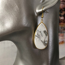 Load image into Gallery viewer, Damara natural stone tear drop dangle earrings with White Turquoise