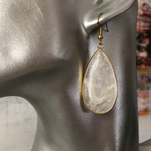 Load image into Gallery viewer, Damara natural stone tear drop dangle earrings with crystal