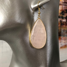 Load image into Gallery viewer, Damara natural stone tear drop dangle earrings with pink quartz