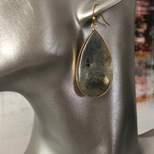 Load image into Gallery viewer, Damara natural stone tear drop dangle earrings with Labradorite