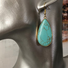 Load image into Gallery viewer, Damara natural stone tear drop dangle earrings with turquoise