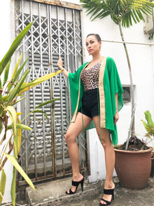 Saira palm chiffon gold saree trim womens beachwear resort wear beach kaftan