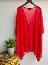 Load image into Gallery viewer, Elysia red crepe chiffon rhinestone trimmed womens beachwear beach kaftan