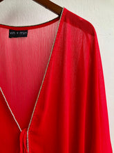 Load image into Gallery viewer, Elysia red crepe chiffon rhinestone trimmed womens beachwear beach kaftan