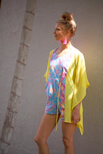 Load image into Gallery viewer, Lestari citrus yellow chiffon batik trimmed womens beachwear resort wear beach kaftan