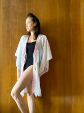 Load image into Gallery viewer, Onism collection white lurex chiffon batik trimmed womens beachwear resort wear beach kaftan in a matching mommy and me set