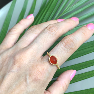 Nadira orange carnelian gold plated ring