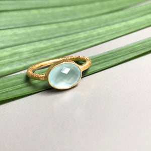 Nadira white prehnite gold plated ring