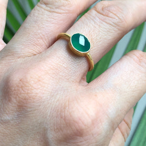 Nadira green onyx gold plated ring