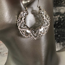 Load image into Gallery viewer, Medina silver boho crescent mandala earrings