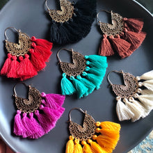 Load image into Gallery viewer, Deja boho chic crescent tassel earrings