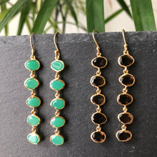 Load image into Gallery viewer, Celena 5-stone gold-plated earrings chryso chalcy and smokey quartz