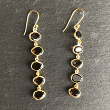 Load image into Gallery viewer, Celena 5-stone gold-plated earrings and smokey quartz