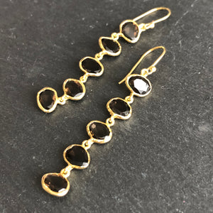 Celena 5-stone gold-plated earrings smokey quartz