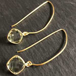 Lilis gold plated dangle earrings green amethyst