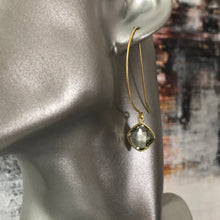 Load image into Gallery viewer, Lilis gold plated dangle earrings green amethyst