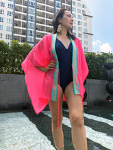 Load image into Gallery viewer, Ixchel Kaftan in Neon Pink &amp; Green