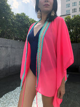 Load image into Gallery viewer, Ixchel Kaftan in Neon Pink &amp; Green