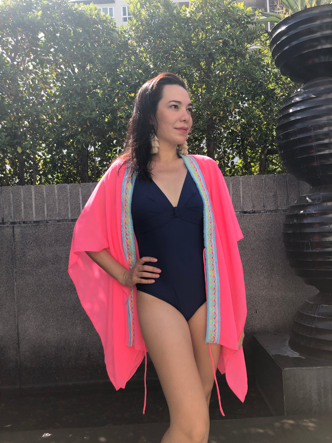 Ixchel Kaftan in Neon Pink & Blue