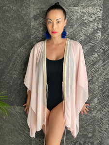 Adria Pastel Peach Lurex Kaftan