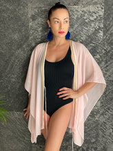 Load image into Gallery viewer, Adria Pastel Peach Lurex Kaftan