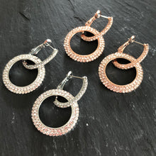 Load image into Gallery viewer, Malava crystal rhinestone dangle earrings in silver and rose gold