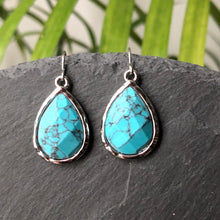Load image into Gallery viewer, Gemma natural stone tear drop silver earrings