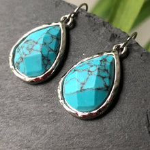 Load image into Gallery viewer, Gemma natural stone tear drop silver earrings
