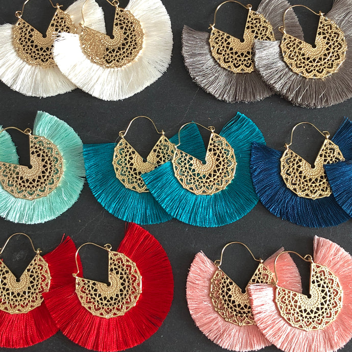 Dasia boho chic crescent tassel earrings