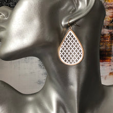 Load image into Gallery viewer, Roya ethnic inspired metallic tear drop dangle earrings in silver and gold