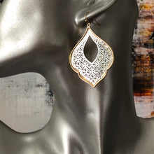 Load image into Gallery viewer, Naya ethnic inspired metallic tear drop earrings silver and gold