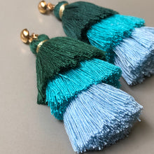 Load image into Gallery viewer, Deewani boho chic tiered ombre tassel earrings in ombre