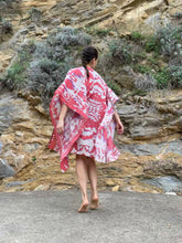 Load image into Gallery viewer, Keva abstract print gold ball trimmed womens beachwear resort wear beach kaftan