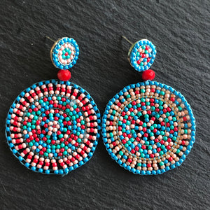 Lyana Handmade Beaded Earrings in Rainbow