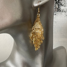 Load image into Gallery viewer, Kaniya shiny gold handmade beaded dangle boho chic earrings 