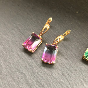 Tarali ombre crystal dangle earrings in pink and purple